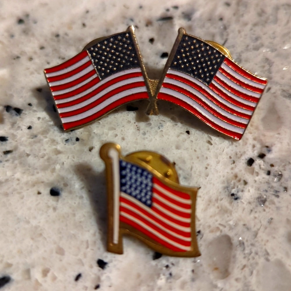 2 Vintage Flag Lapel Pins